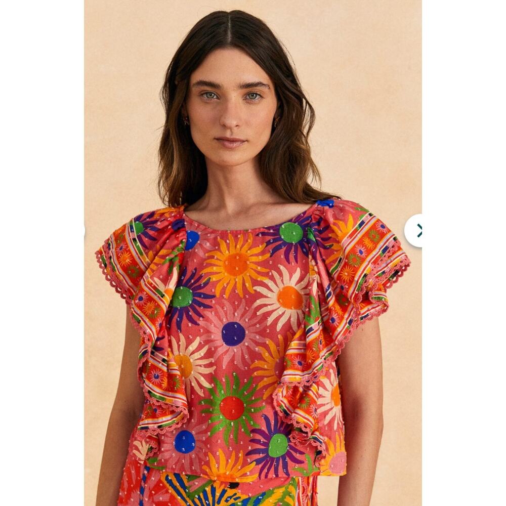 Farm Rio Coral Summer Sun Blouse by Farm Rio